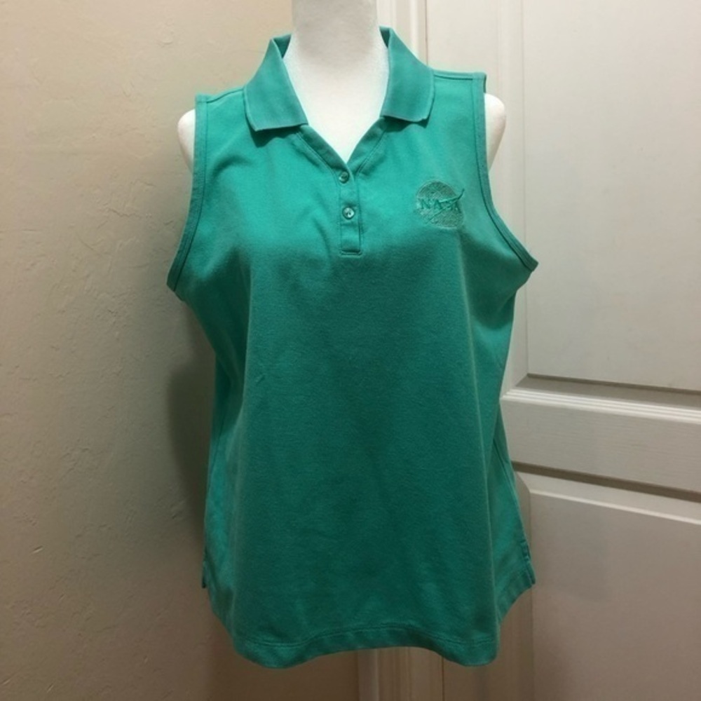 NASA Sleeveless Polo Shirt Large DriWay Advanced Moisture System Like New Cond.